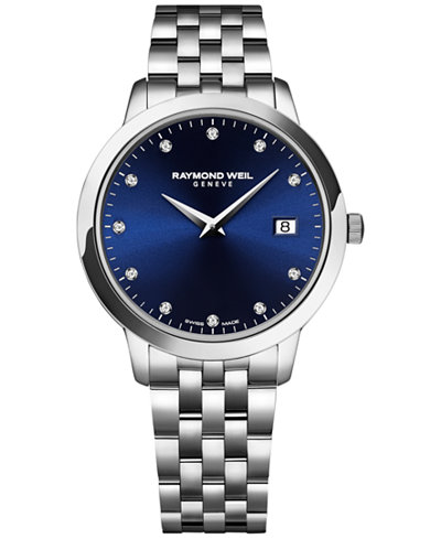 RAYMOND WEIL Women's Swiss Toccata Diamond Accent Stainless Steel Bracelet Watch 34mm 5388-ST-50081