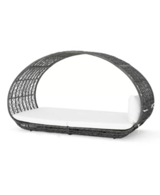 Outdoor Wicker Overhead Canopy Daybed Water Resistant Cushion