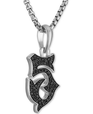 Marc Anthony Men's Black Diamond Number 5 Pendant Necklace (0.30 ct. t.w.) in Sterling Silver-Plate, 24" + 2" extender, BVP1054-WSAA