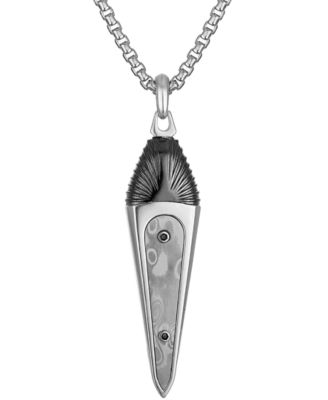 Bulova - Men's Damascus Sword Pendant Necklace in Sterling Silver-Plate, 24" + 2" extender, BVP1075-WMMNA