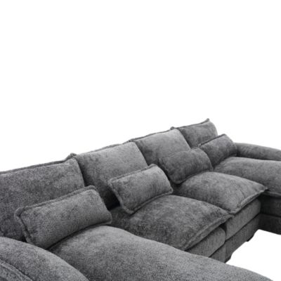 Modern Large chenille Fabric U-Shape Sectional Sofa