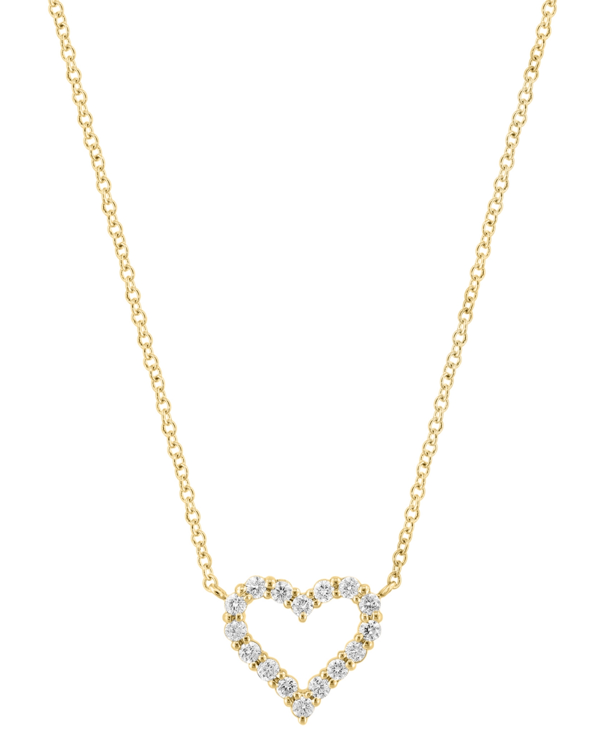 Effy Collection Effy Diamond Open Heart 18" Pendant Necklace (3/8 Ct. T.w.) In 14k Gold In Yellow Gol