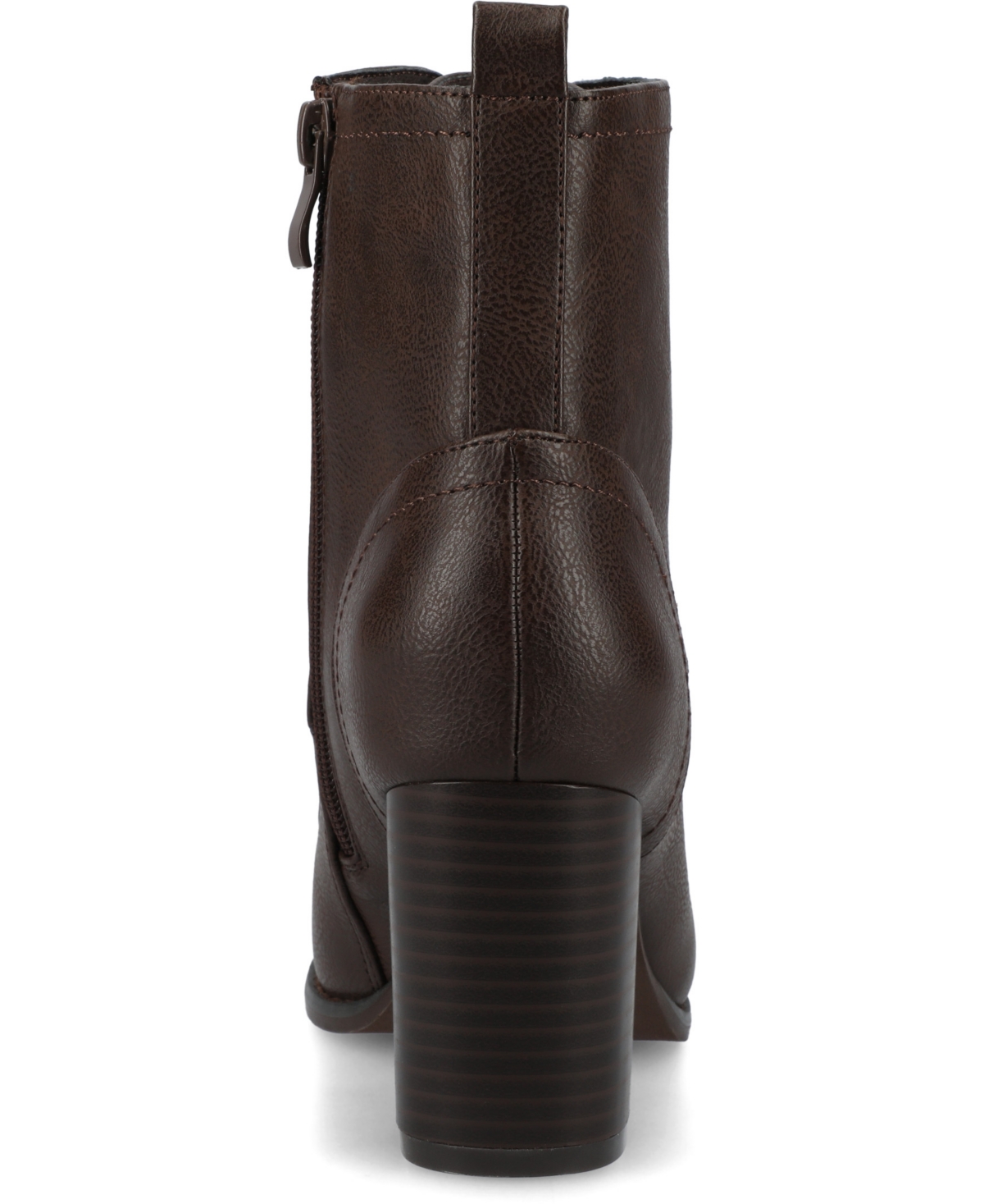 Journee Collection Women's Baylor Lace Up Stacked Heel Booties In Brown Pu