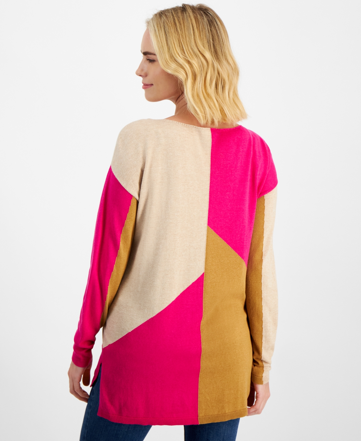 INC INTERNATIONAL CONCEPTS PETITE COLORBLOCKED SWEATER, CREATED FOR MACY'S 