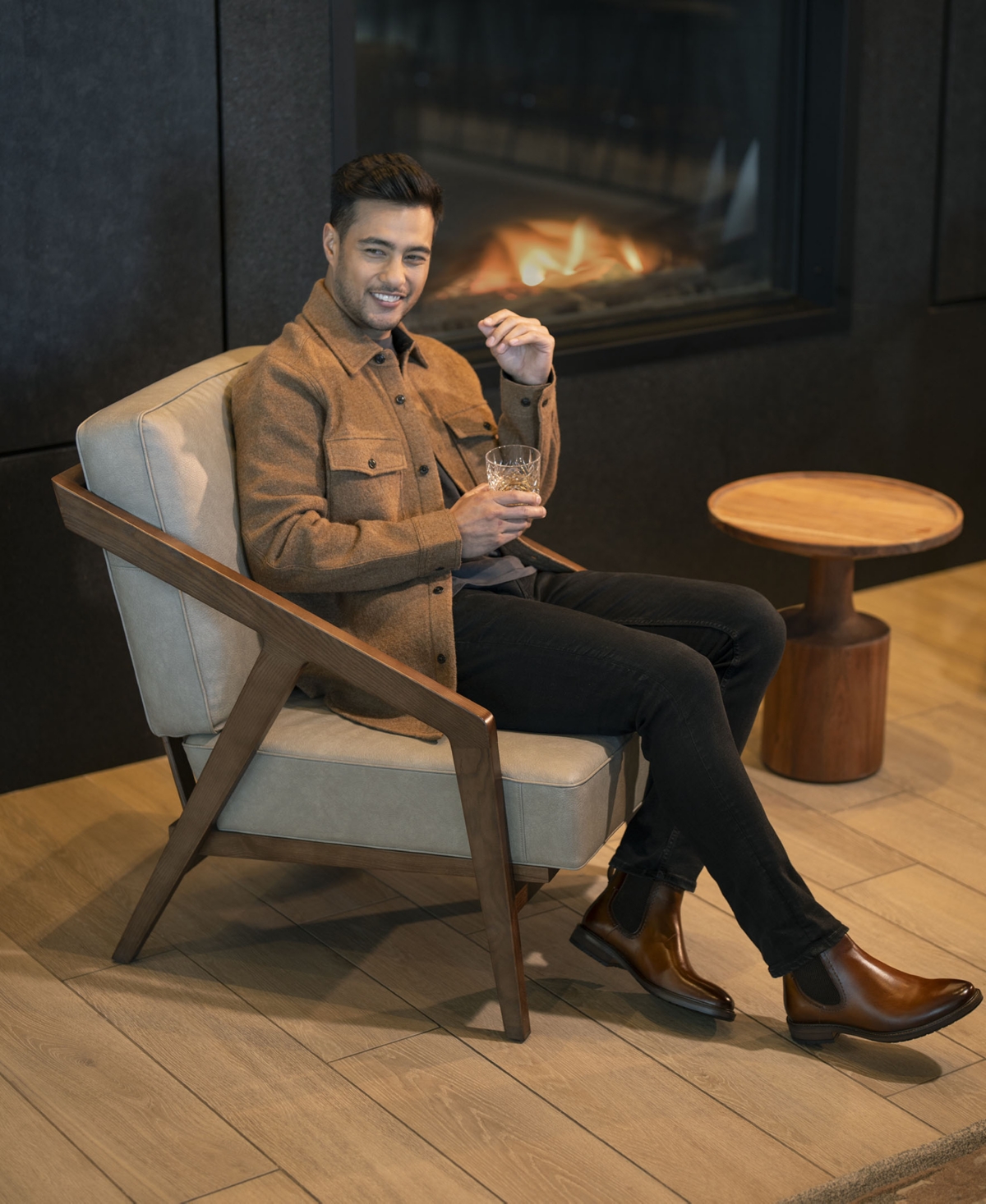Florsheim Men's Lodge Plain Toe Gore Boot - Medium In Brown In Cognac