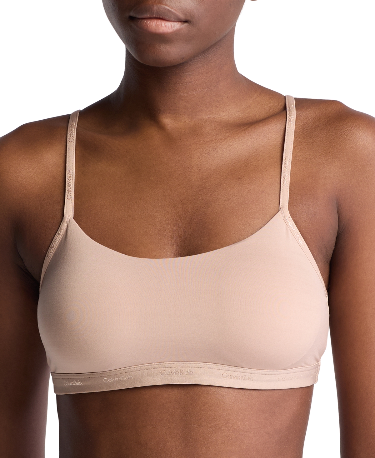 Calvin Klein Form To Body Unlined Bralette With Tonal Logo In Cedar-neutral In Sandal