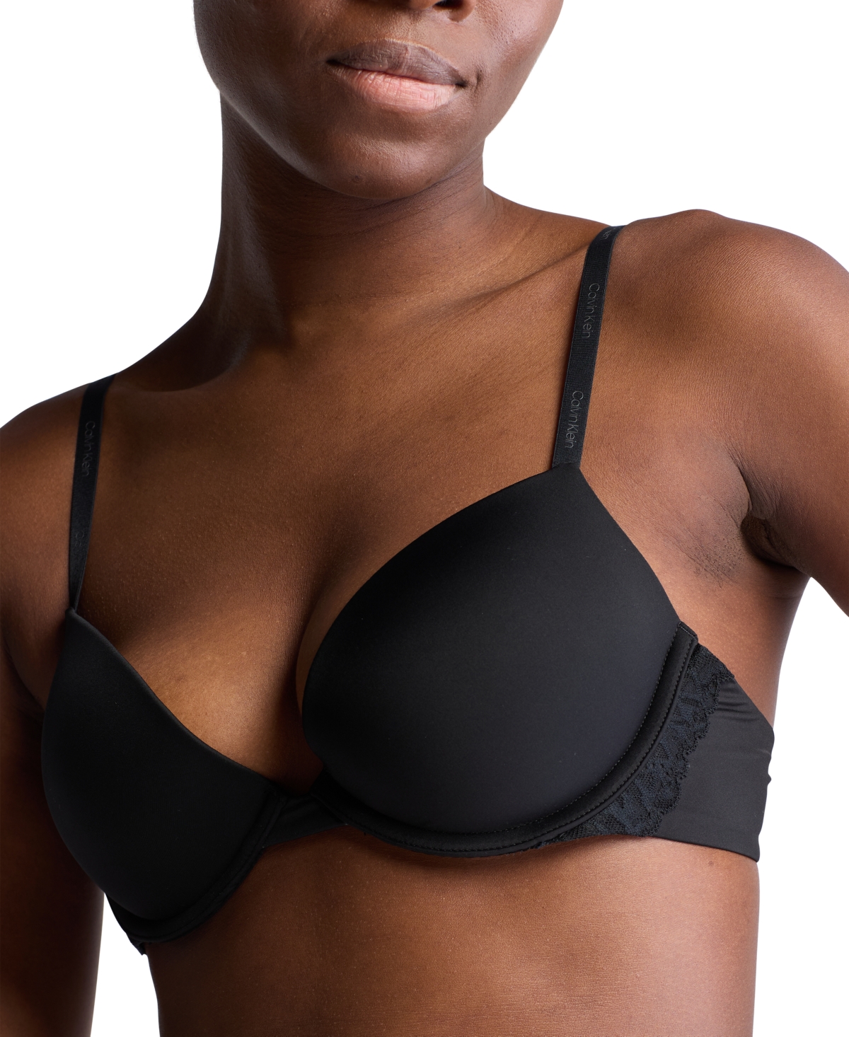 Calvin Klein Women's Soft Stretch Lace Push-up Plunge Bra Qf7578 In Black