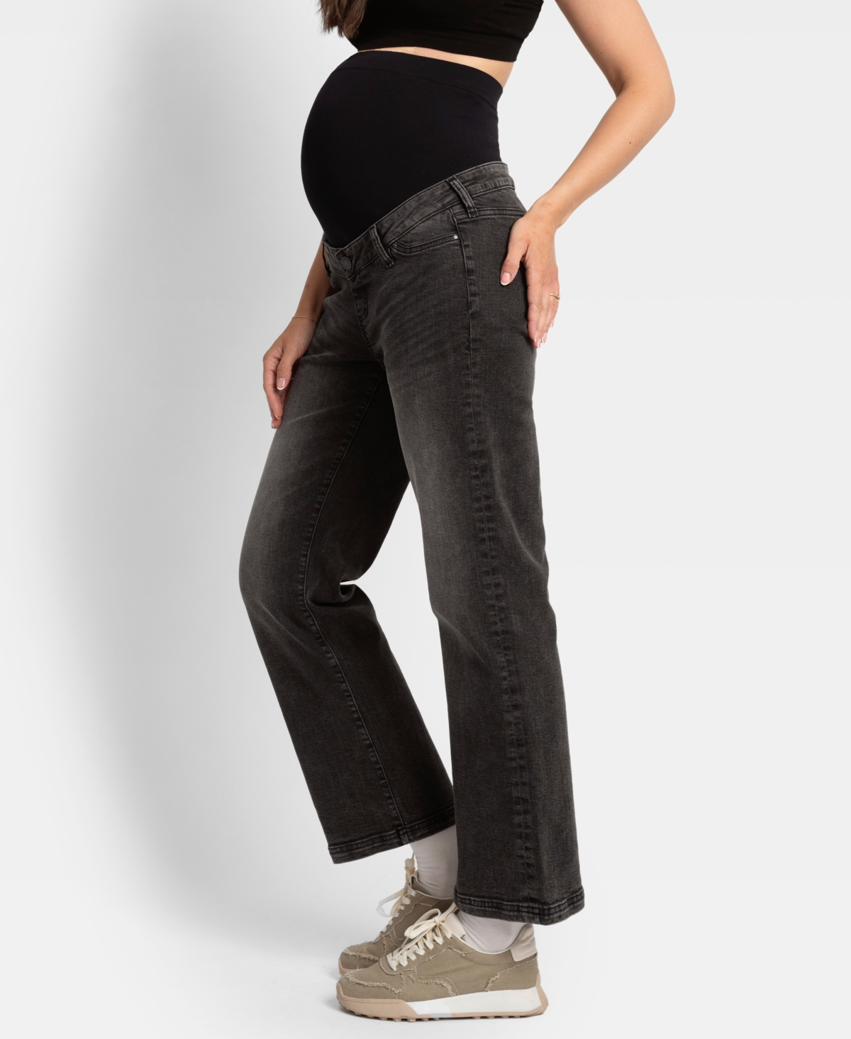 Shop Seraphine Women's Wide Leg Jeans In Gray