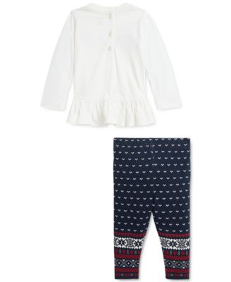Baby Peplum Tee & Printed Jersey Leggings Set