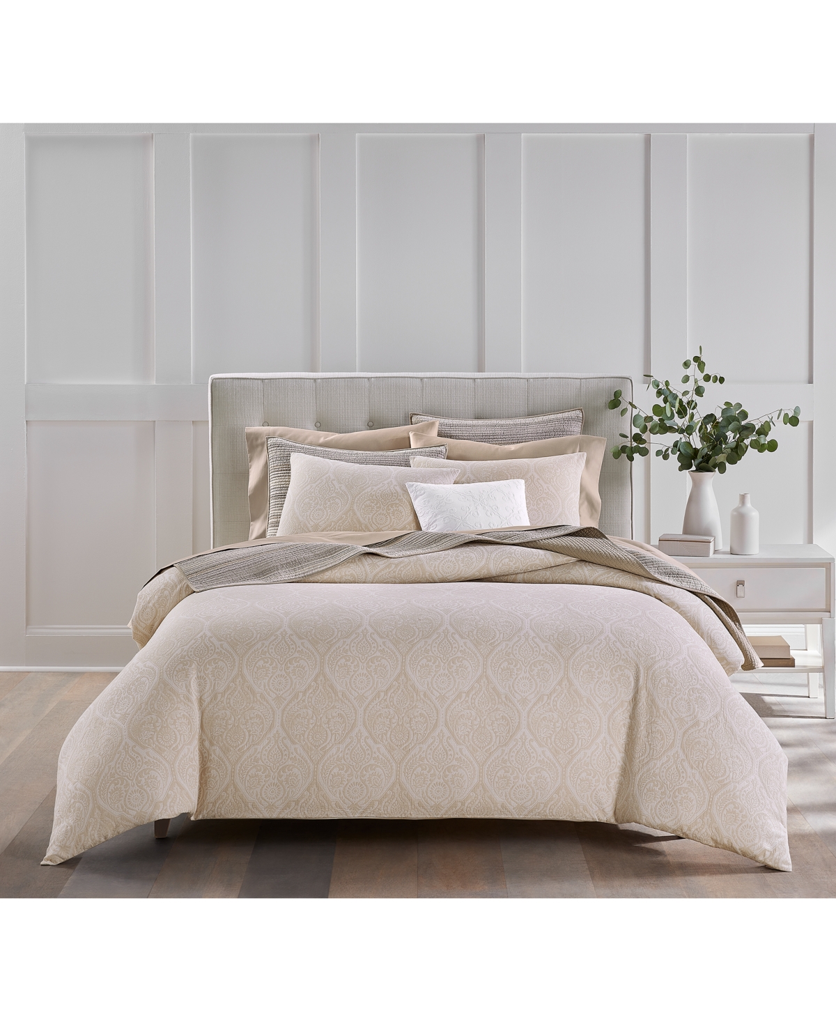 Charter Club Ogee Floral 3-pc. Comforter Set, Full/queen, Exclusively At Macy's In Khaki