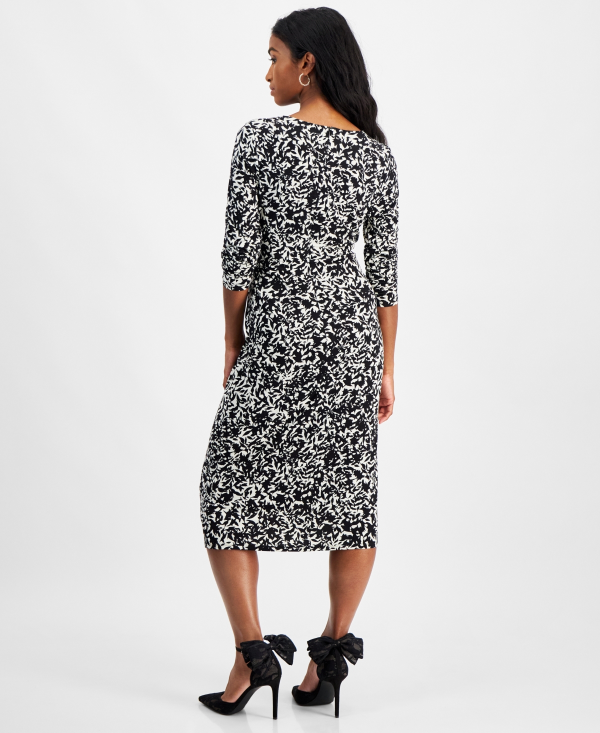 I.n.c. International Concepts Petite Printed 3/4-Sleeve Midi Dress, Created for Macy's