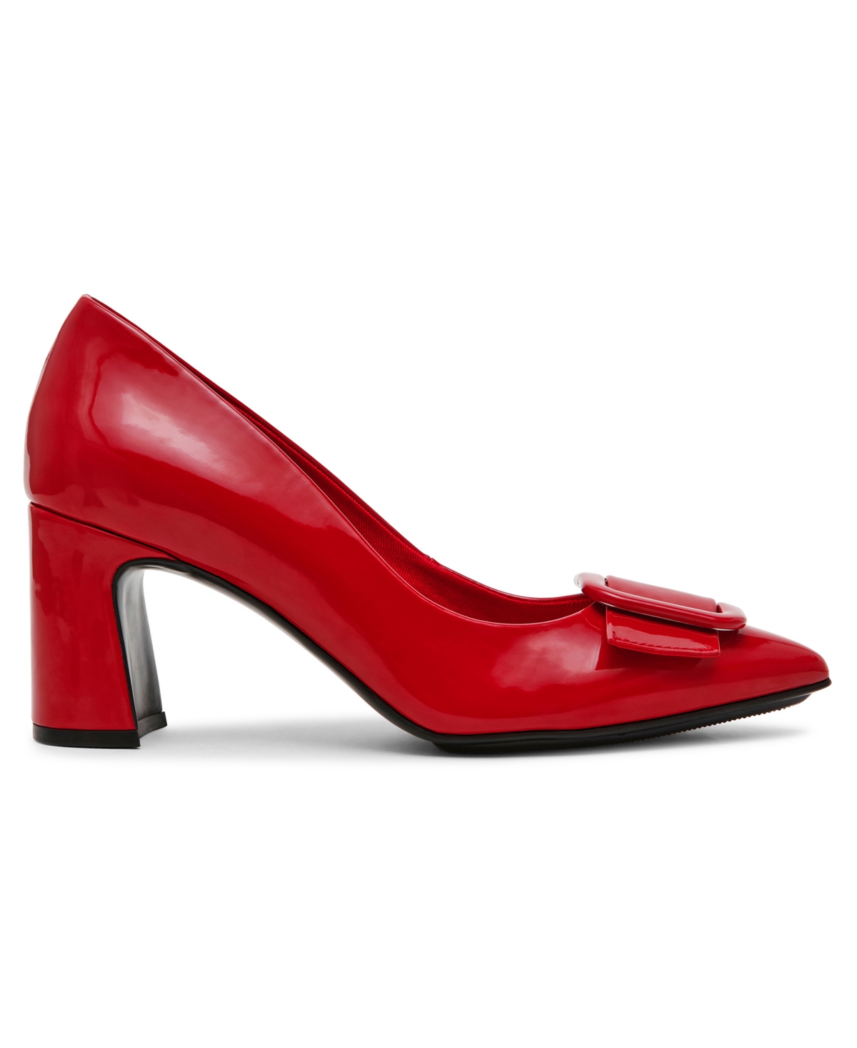 Anne Klein Women's Bentley Buckle Block Heel Pumps In Deep Red Patent