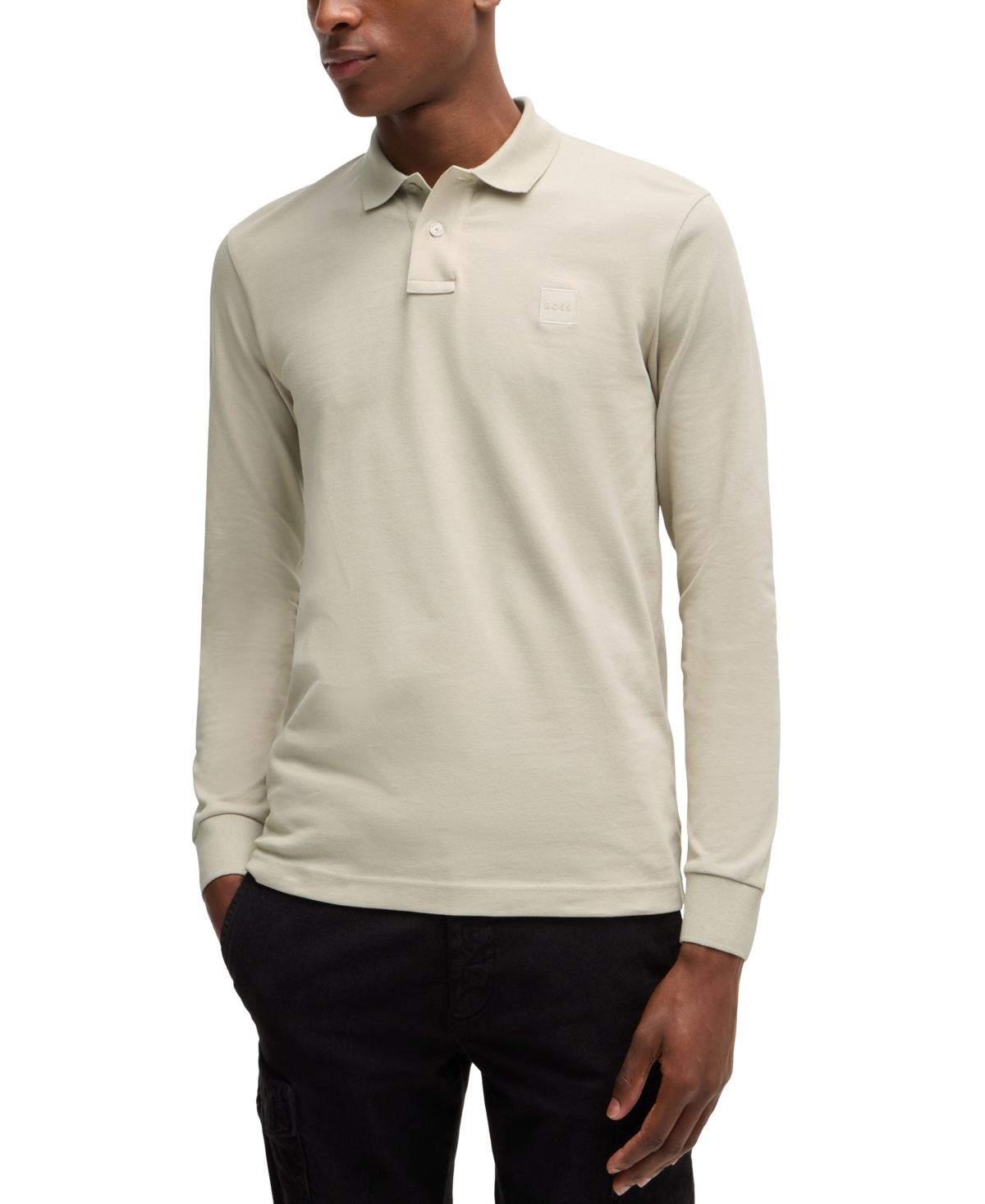Boss by Hugo Boss Men's Logo Patch Slim-Fit Polo - Open Beige