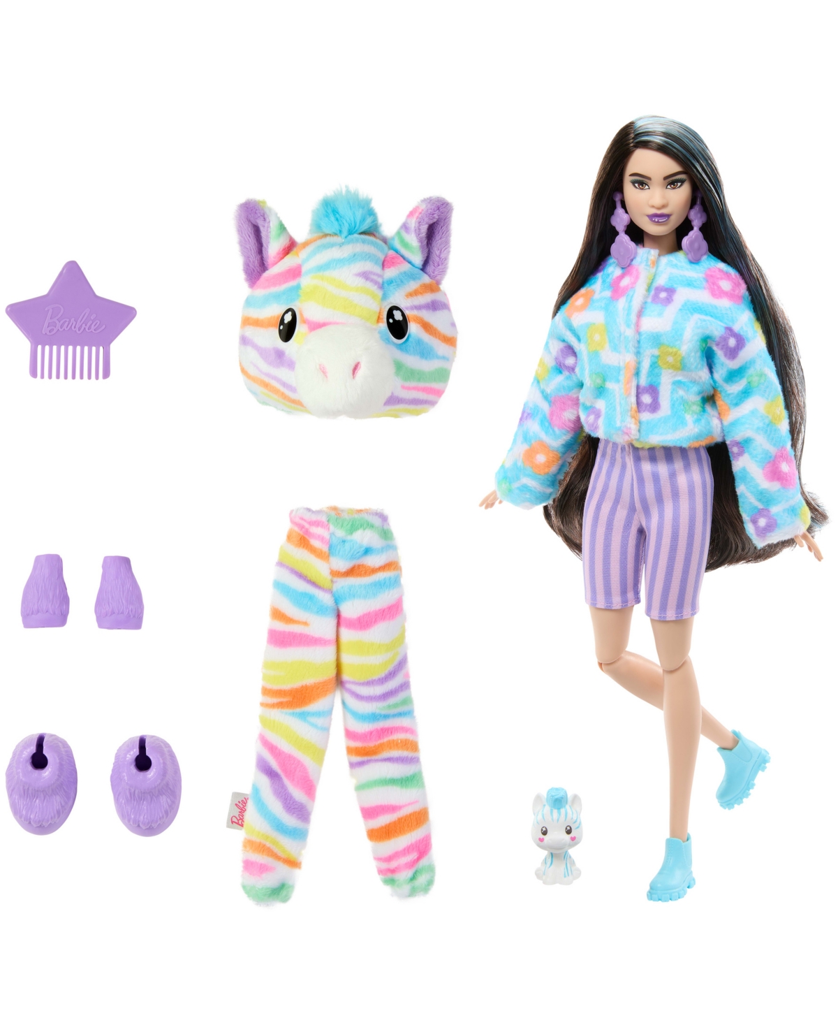 BARBIE CUTIE REVEAL ZEBRA DOLL ACCESSORIES, COLOR DREAM SERIES WITH 10 SURPRISES 