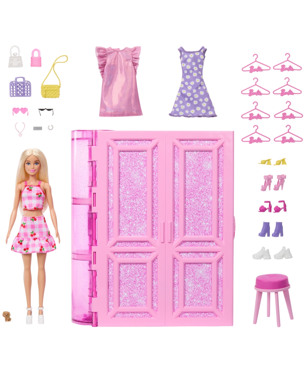 Barbie Dream Closet Toy Playset With Fashion Doll, Clothes, Accessories, 3-ft-wide With 25+ Pieces In Multi-color