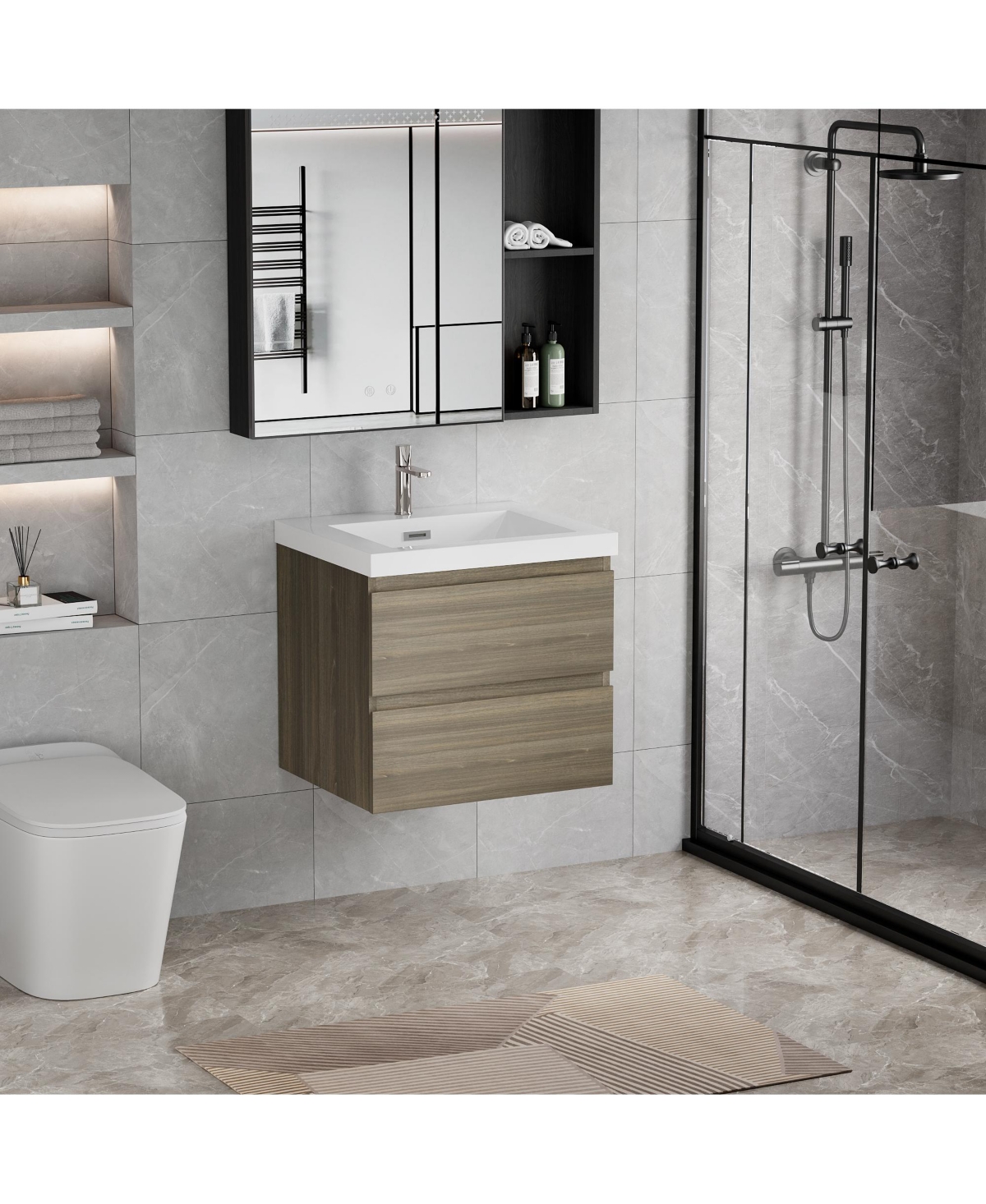 Streamdale 30" Wall-Mounted Vanity with Resin Sink & Soft-Close Drawers