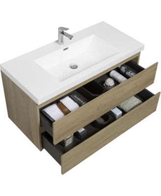 42" Wall-Mounted Vanity with Resin Sink & Drawers