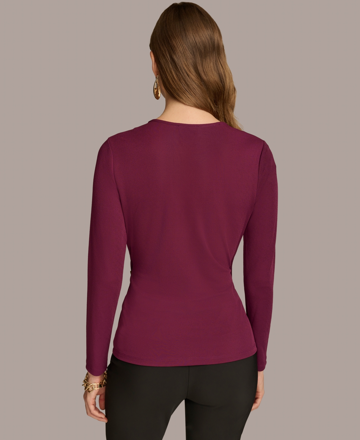 Donna Karan New York Women's Long-Sleeve Faux-Wrap Top