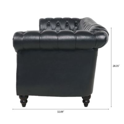 Streamdale 84.65" PU Rolled Arm Chesterfield Three Seater Sofa