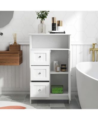 Bathroom Standing Storage Cabinet With 3 Drawers And 1 Door