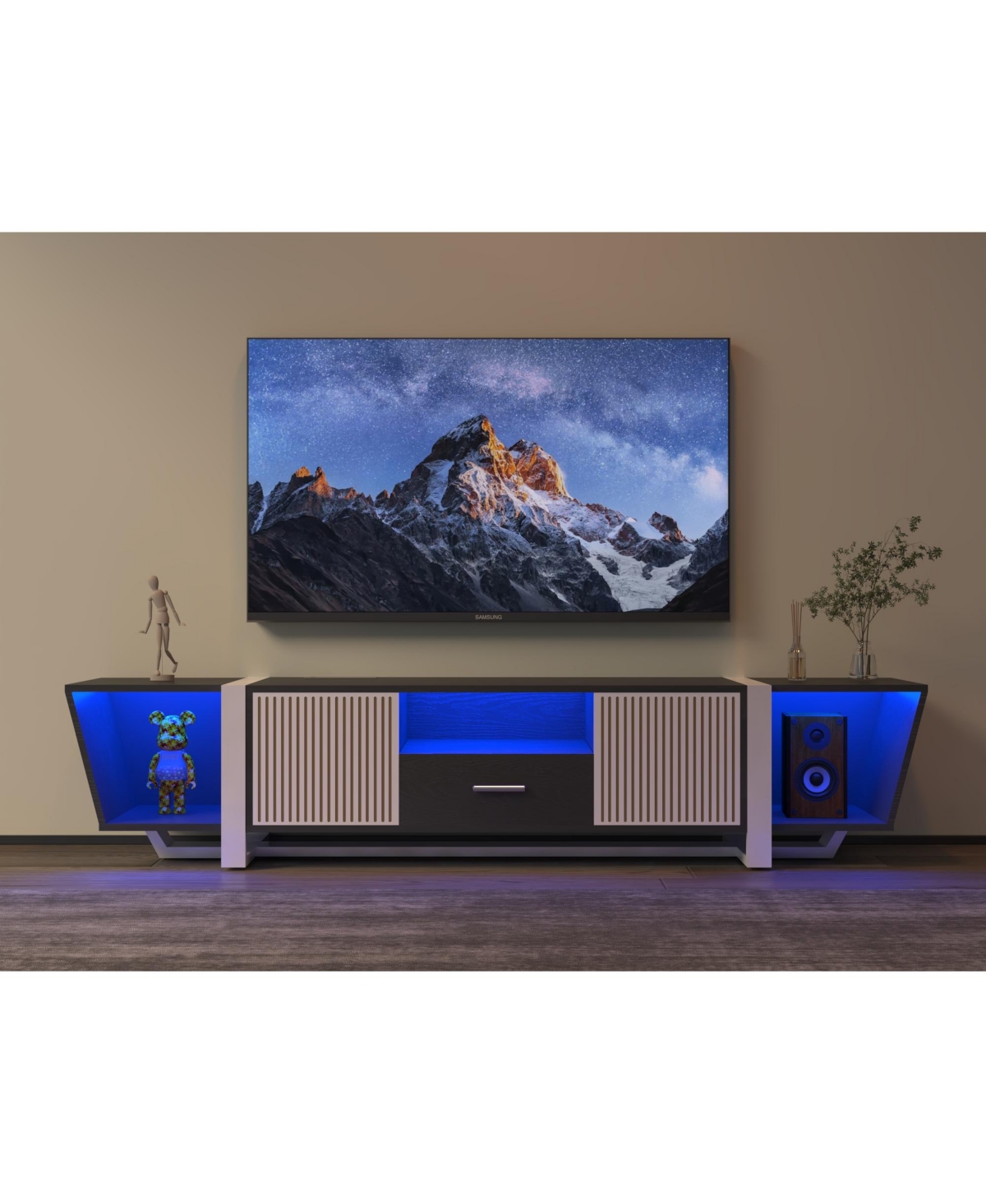 Streamdale Biplane Shape Led Tv Stand with Remote Control Lights