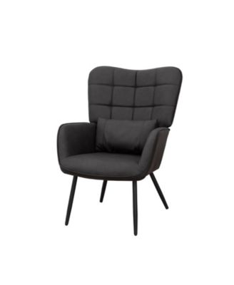 Modern Leather Accent Chair with High Back and Metal Legs