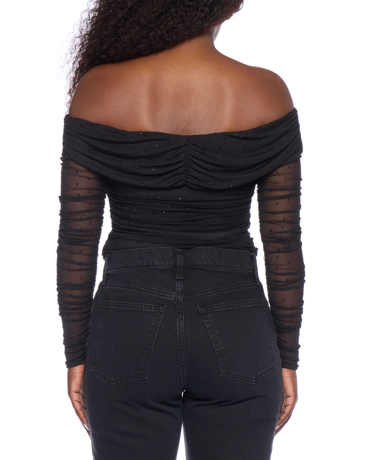 Alex & Sophia Juniors' Off-The-Shoulder Embellished Top -blk