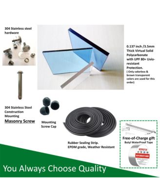 Streamdale 47"x34" Polycarbonate Door Awning with Aluminum Alloy Brackets