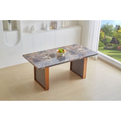 Luxurious Faux Marble Dining Table for 6-8