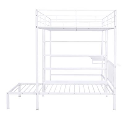 Streamdale Full Over Twin Metal Bunk Bed With Built-In Desk, Shelves And Ladder
