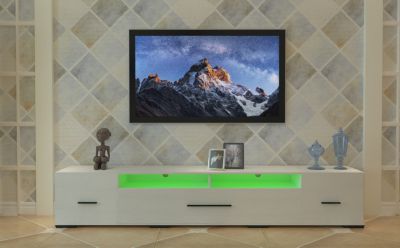 RGB LED TV Cabinet with 90% Storage Space and Multicolor Modes