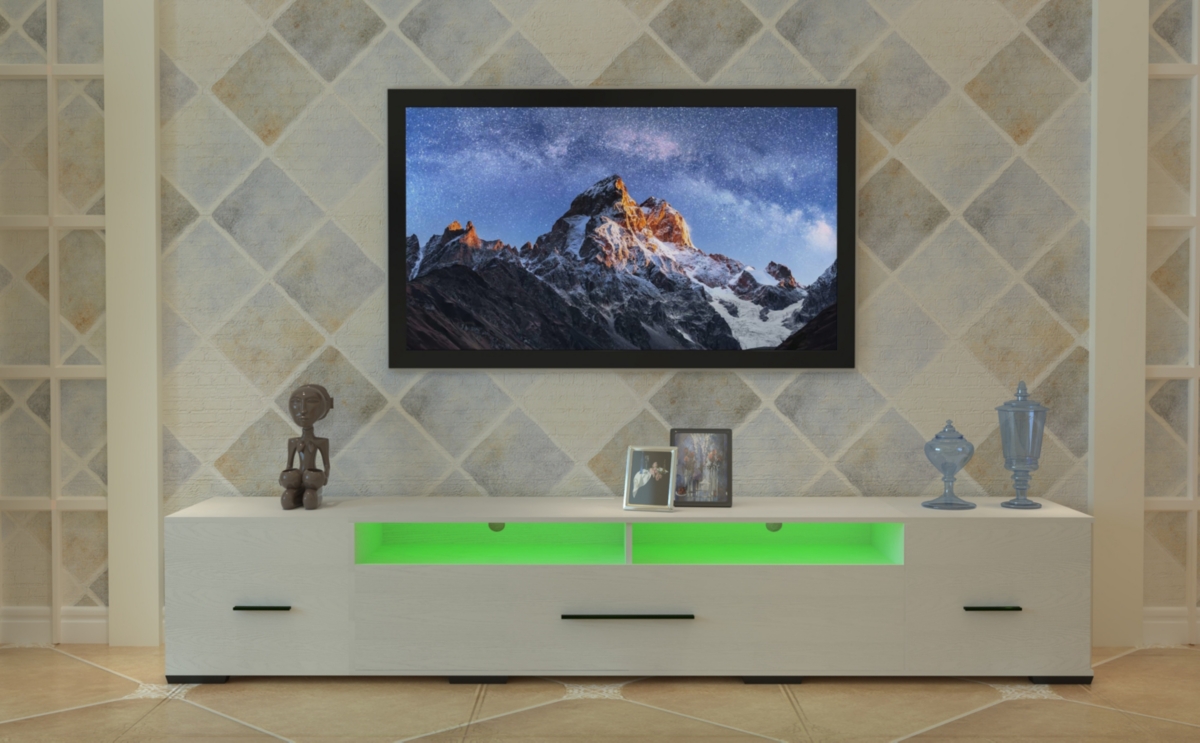 Streamdale Furniture Rgb Led Tv Cabinet with 90% Storage Space and Multicolor Modes