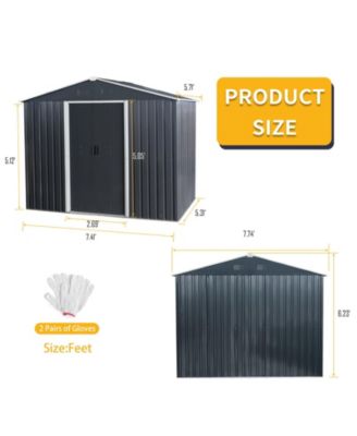 8FT x 6FT Outdoor Metal Storage Shed with Floor Base, Black