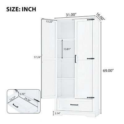 Tall Bathroom Cabinet with Adjustable Shelf and Drawer