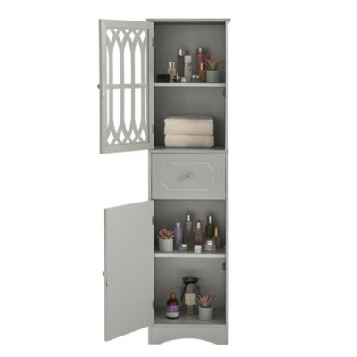 Grey Tall Bathroom Storage Cabinet