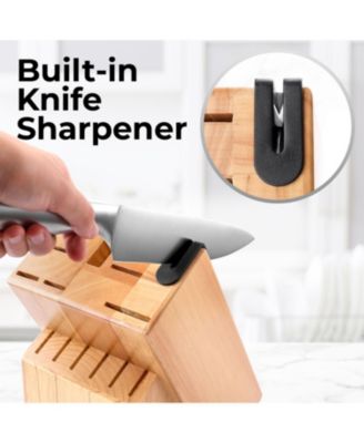 15 Piece Stainless Steel Knife Set with Block and Sharpener