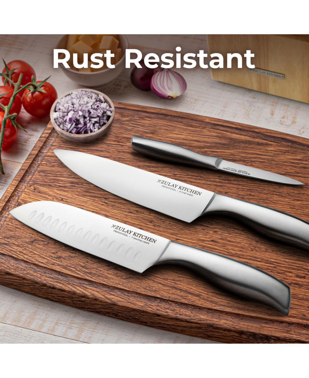 Zulay Kitchen Piece Ultra Sharp Kitchen Knife Set With Block and Sharpener