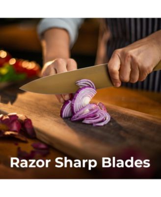 15 Piece Stainless Steel Knife Set with Block and Sharpener