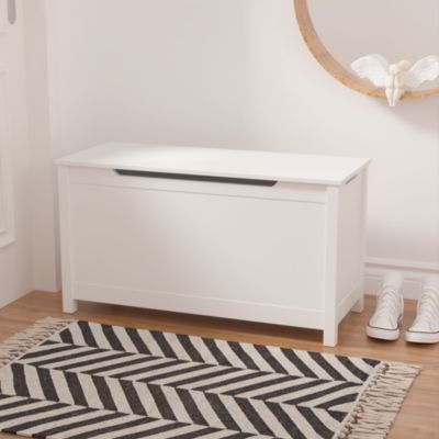 Streamdale Kids Wooden Toy Box Storage With Safety Hinged Lid For Ages 3