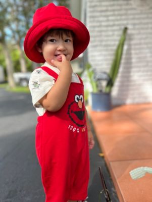 Baby Boys Elmo French Terry Short Overalls T-Shirt and Hat 3 Piece Outfit Set Newborn to