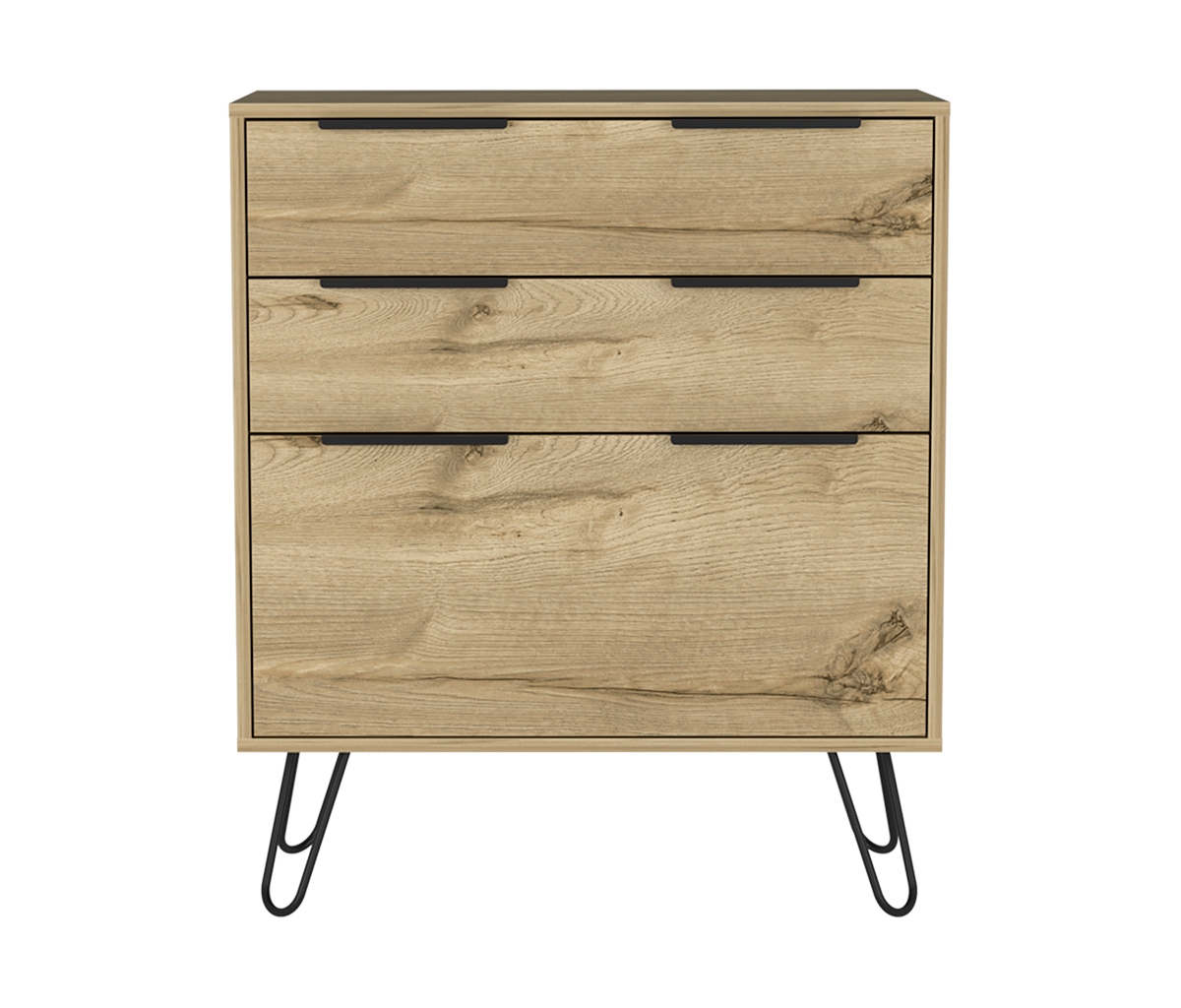 Streamdale Furniture Augusta Dresser, Hairpin Legs, Three Drawers, Superior Top - Light Oak