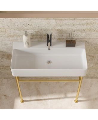  Bathroom Console Sink with Gold Legs