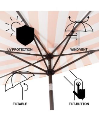 9ft Half Market Umbrella, Scalloped Fringe, Crank, Button Tilt, UV Protection