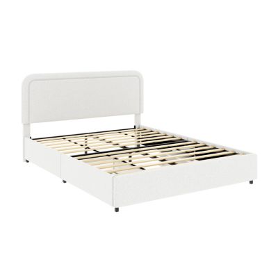 Liv 2-Drawer Boucle Upholstered Bed with Tufted Headboard
