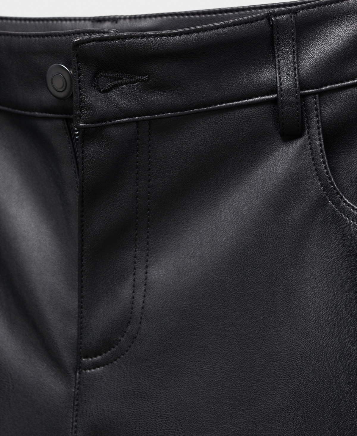 Mango High Waist Straight Leg Faux Leather Pants In Black