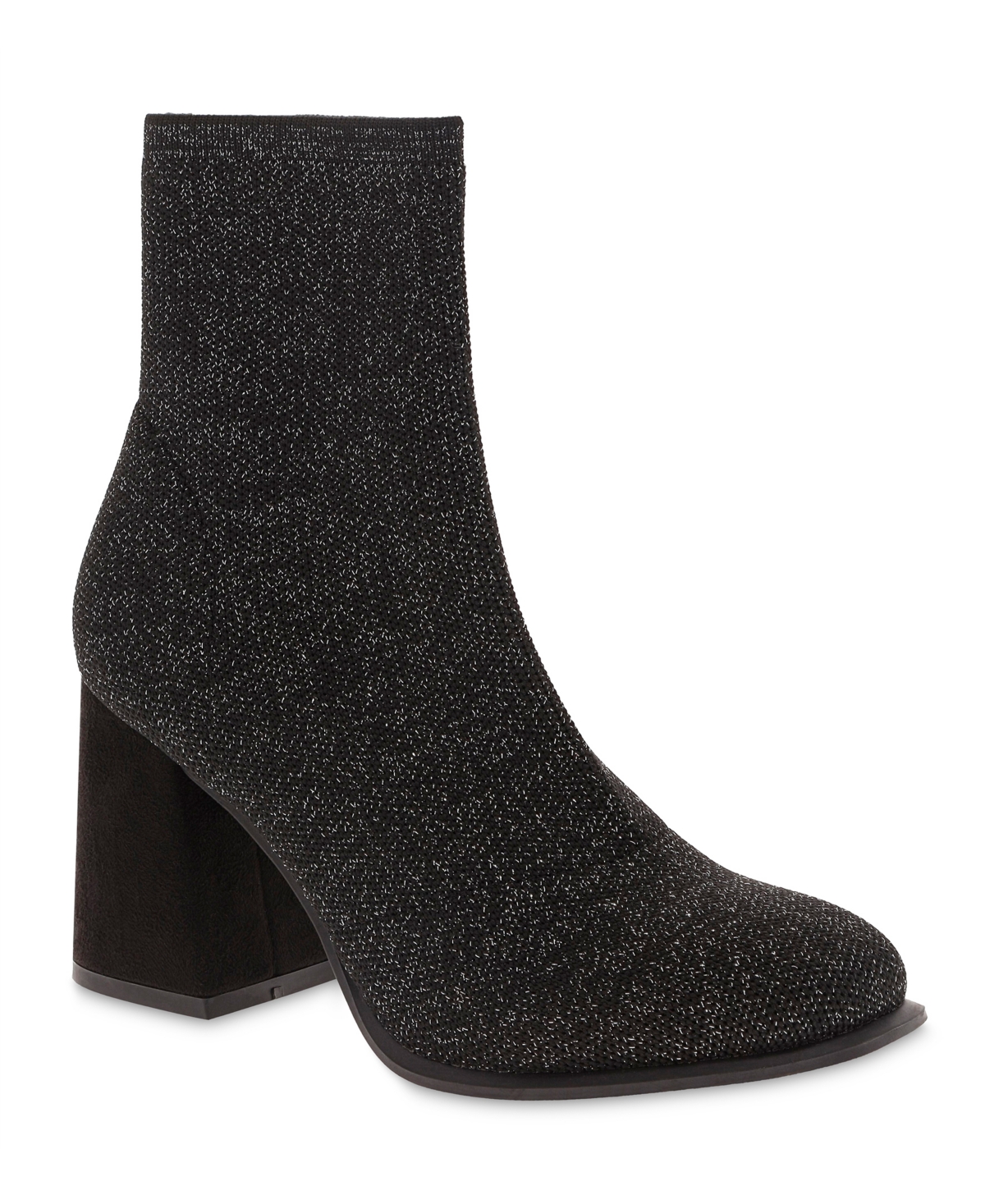 Mia Magdalena Pointed Toe Bootie In Black,silver Shimmer
