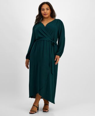 Connected - Plus Size Tie-Front Wrap Maxi Dress