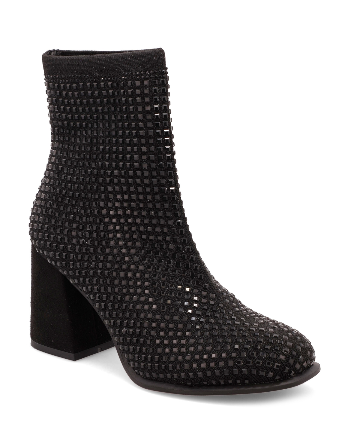 Mia Magdalena Pointed Toe Bootie In Black Rhinestones