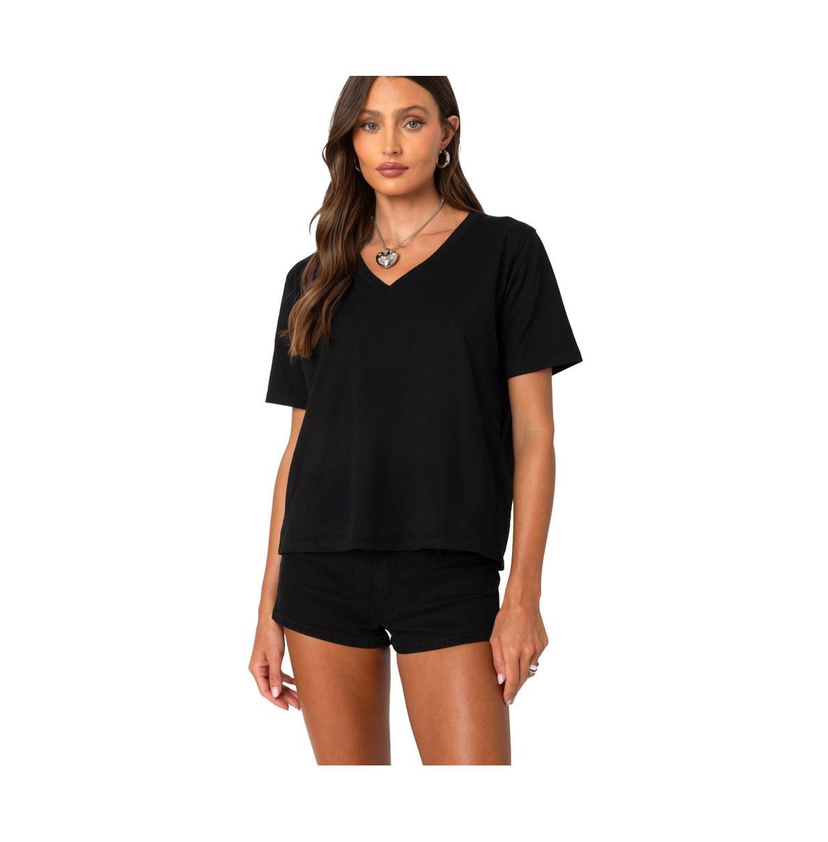 Edikted Women's Loose fit V neck T shirt