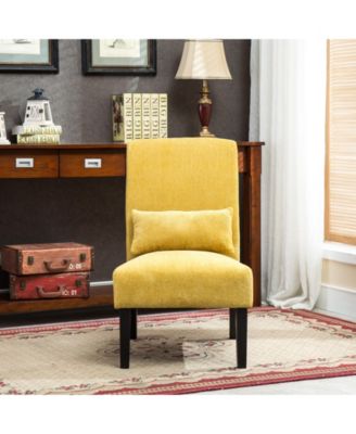 Contemporary Chenille Fabric Armless Accent Chair with Pillow
